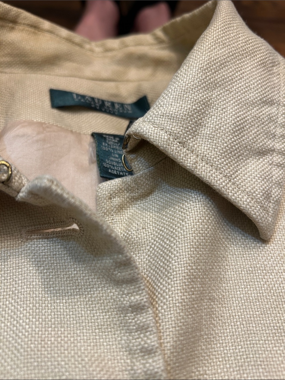 Lauren Ralph Lauren Cream 💯Linen Button Front Blazer - Picture 16 of 16